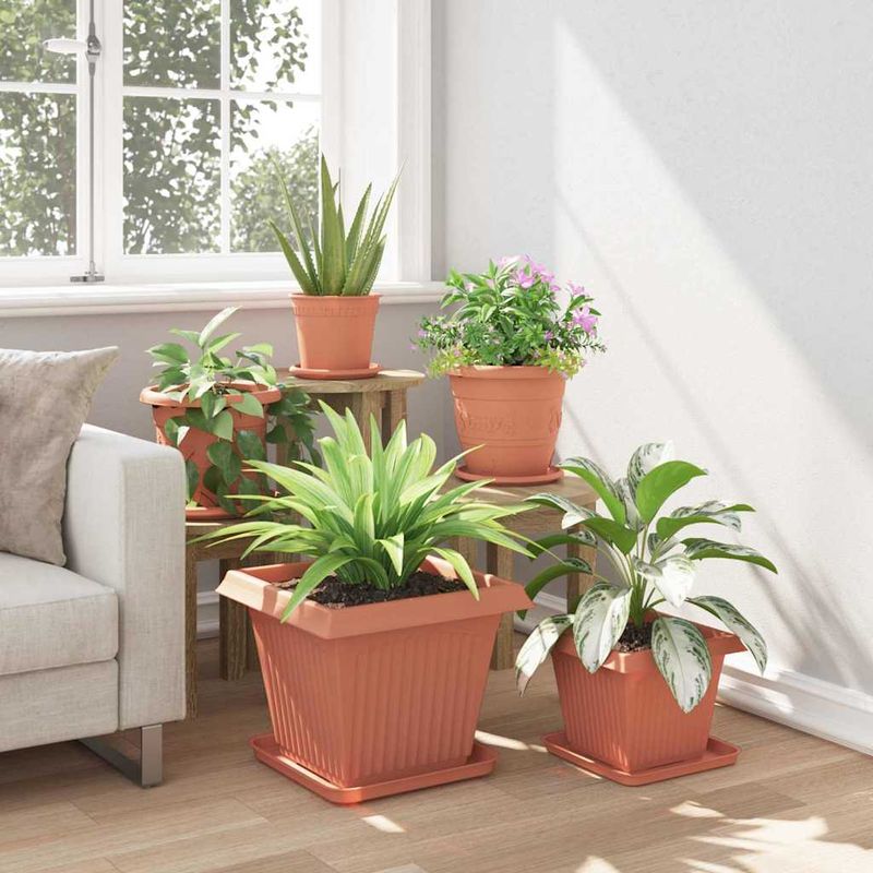Casa si Gradina - Decoratiuni - Obiecte decorative - Vaze si boluri decorative - Vaza patrata pentru flori 24 pcs Rosu caramida - Infinity.ro