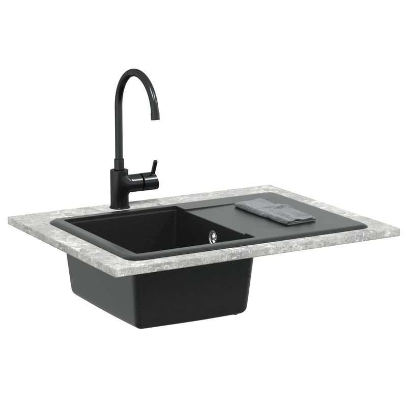 Casa si Gradina - Sanitare - Chiuveta bucatarie si accesorii - Chiuvete bucatarie - Chiuveta Negru 670 x 460 mm Granit - Infinity.ro