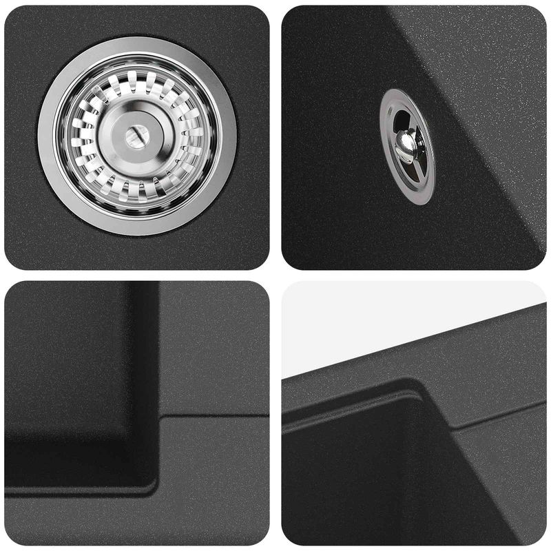 Casa si Gradina - Sanitare - Chiuveta bucatarie si accesorii - Chiuvete bucatarie - Chiuveta Negru 670 x 460 mm Granit - Infinity.ro
