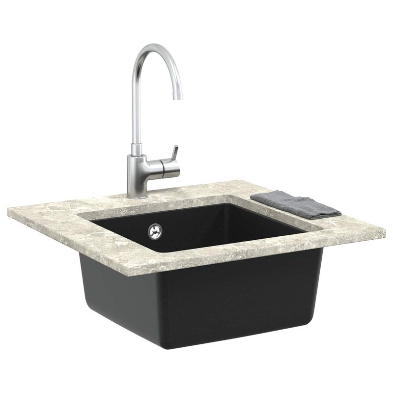Casa si Gradina - Sanitare - Chiuveta bucatarie si accesorii - Chiuvete bucatarie - Chiuveta Negru 430 x 460 mm 80% Quartz si 20% Rasina - Infinity.ro