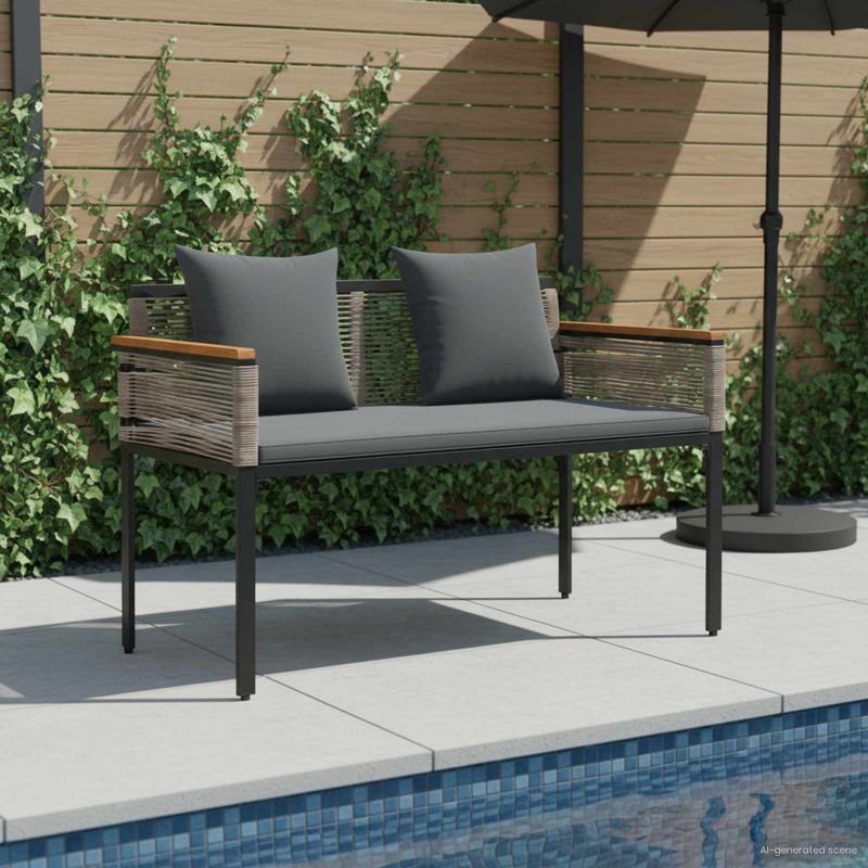 Casa si Gradina - Gradina si terasa - Mobilier exterior - Bancute de gradina - Banca de exterior cu perna Gri si gri inchis 117 x 54 x 74.5 cm - Infinity.ro