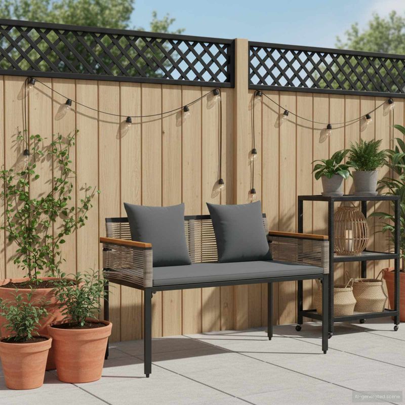 Casa si Gradina - Gradina si terasa - Mobilier exterior - Bancute de gradina - Banca de exterior cu perna Gri si gri inchis 117 x 54 x 74.5 cm - Infinity.ro