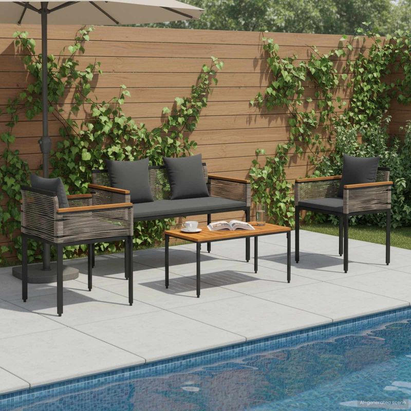 Casa si Gradina - Gradina si terasa - Mobilier exterior - Seturi mobila gradina - Set de Mobilier pentru Exterior 4 pcs Gri si gri inchis - Infinity.ro