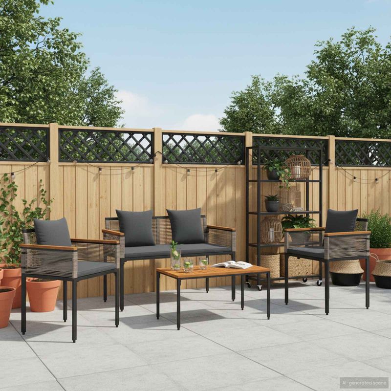 Casa si Gradina - Gradina si terasa - Mobilier exterior - Seturi mobila gradina - Set de Mobilier pentru Exterior 4 pcs Gri si gri inchis - Infinity.ro