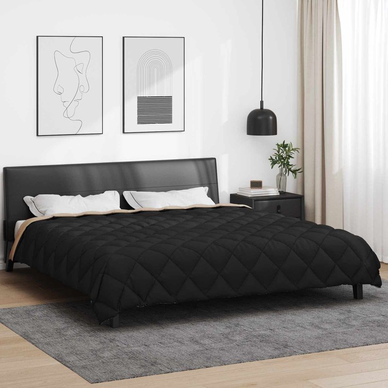 Casa si Gradina - Textile si covoare - Pături și cuverturi - Pături - Duvet de iarna Negru si Taupe 220 x 260 cm Microfibra - Infinity.ro