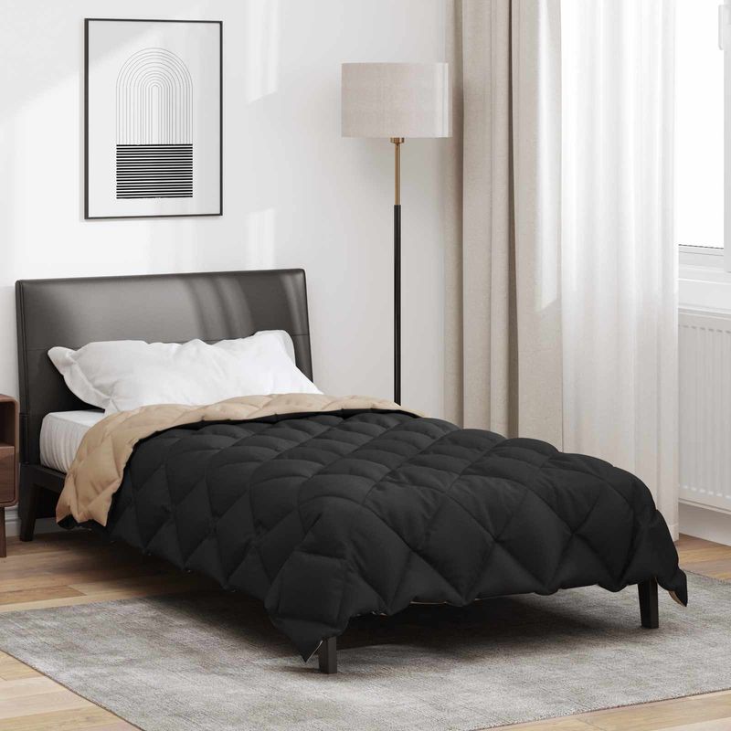 Casa si Gradina - Textile si covoare - Pături și cuverturi - Pături - Duvet de iarna Negru si Taupe 200 x 135 cm Microfibra - Infinity.ro
