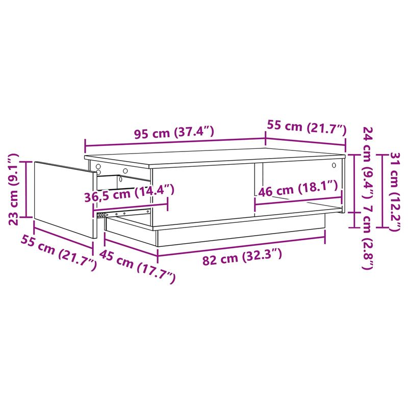 Casa si Gradina - Mobilier - Mese si birouri - Masute de cafea - Masa de cafea Stejar Negru 95 x 55 x 31 cm Lemn compozit - Infinity.ro