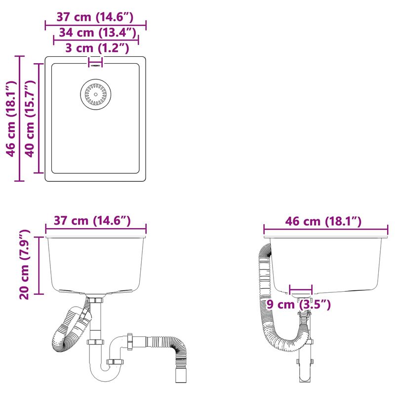 Casa si Gradina - Sanitare - Chiuveta bucatarie si accesorii - Chiuvete bucatarie - Chiuveta Bej 370 x 460 mm 80% Quartz si 20% Rasina - Infinity.ro