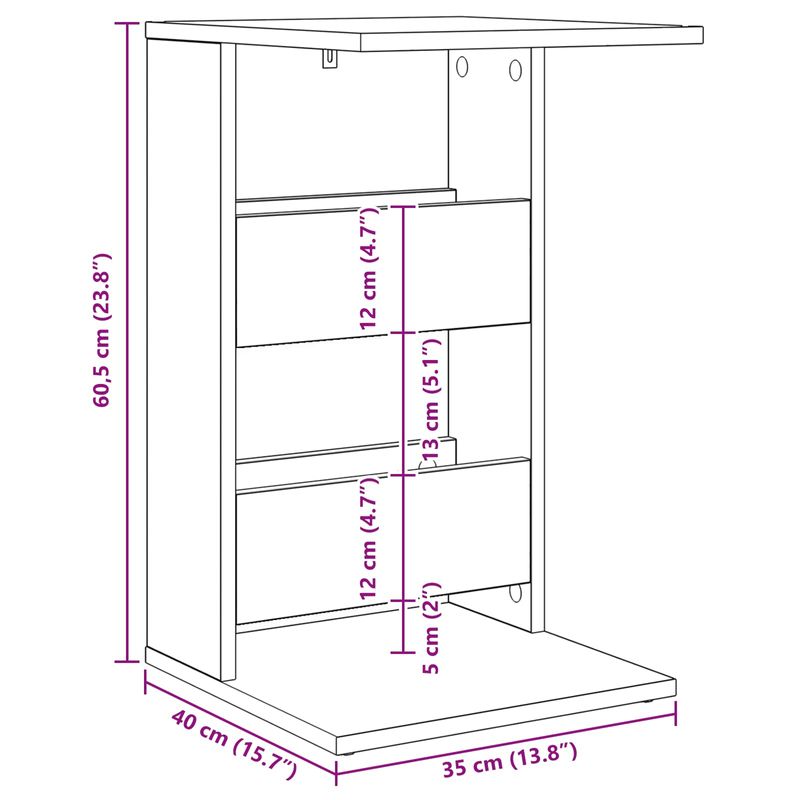 Casa si Gradina - Mobilier - Mese si birouri - Mese living - Masa laterala Lemn vechi 40 x 35 x 60,5 cm Lemn compozit - Infinity.ro