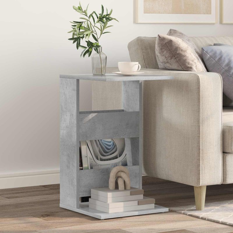 Casa si Gradina - Mobilier - Mese si birouri - Mese living - Masa laterala Gri din beton 40 x 35 x 60,5 cm Lemn compozit - Infinity.ro