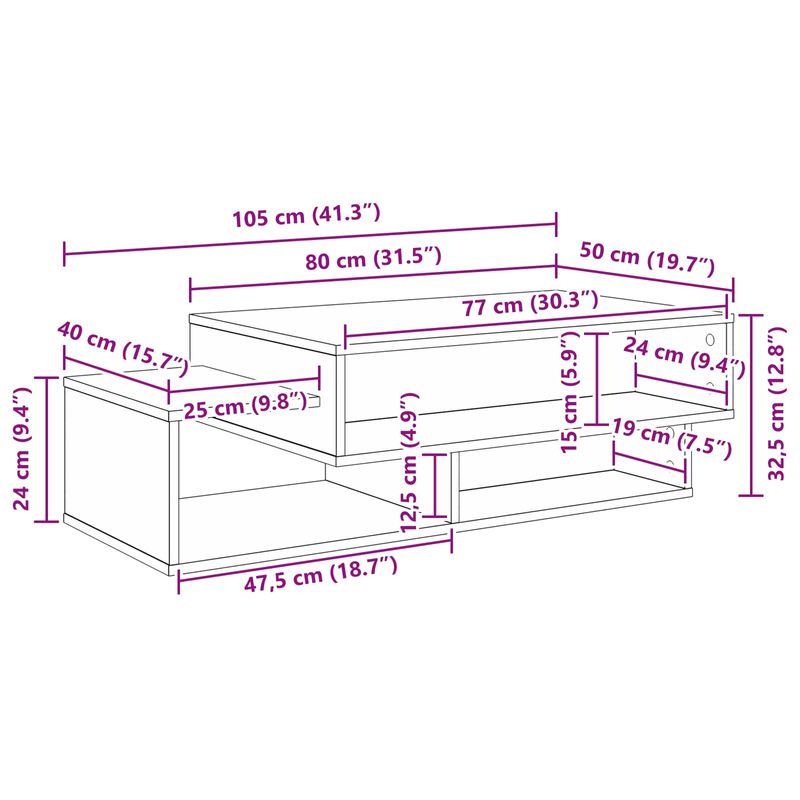 Casa si Gradina - Mobilier - Mese si birouri - Masute de cafea - Masa de cafea Gri Sonoma 105 x 50 x 32,5 cm Lemn compozit - Infinity.ro