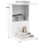 Casa si Gradina - Mobilier - Mese si birouri - Mese living - Masa laterala cu roata Alb 40 x 35 x 60 cm Lemn compozit - Infinity.ro