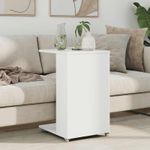 Casa si Gradina - Mobilier - Mese si birouri - Mese living - Masa laterala cu roata Alb 40 x 35 x 60 cm Lemn compozit - Infinity.ro