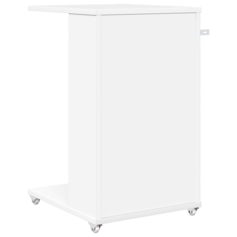Casa si Gradina - Mobilier - Mese si birouri - Mese living - Masa laterala cu roata Alb 40 x 35 x 60 cm Lemn compozit - Infinity.ro