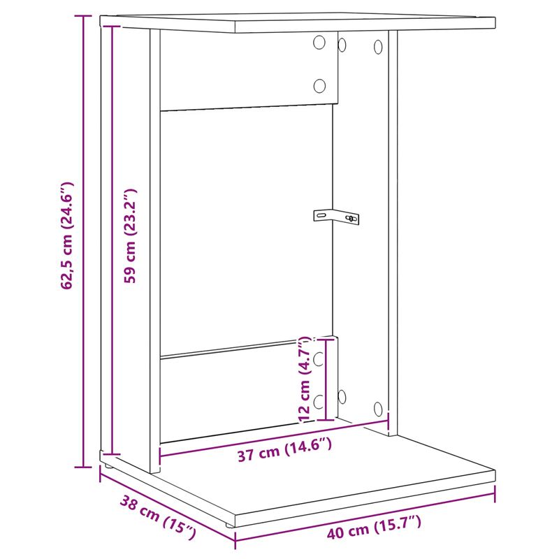 Casa si Gradina - Mobilier - Mese si birouri - Mese living - Masa laterala Stejar Artizanal 40 x 38 x 62,5 cm Lemn compozit - Infinity.ro