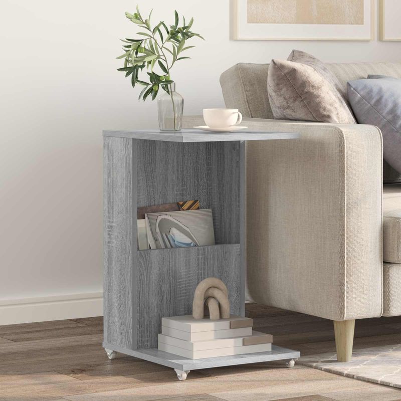 Casa si Gradina - Mobilier - Mese si birouri - Mese living - Masa laterala cu roata Gri Sonoma 40 x 35 x 60 cm Lemn compozit - Infinity.ro