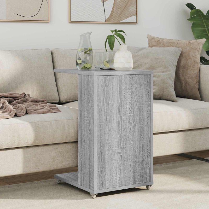 Casa si Gradina - Mobilier - Mese si birouri - Mese living - Masa laterala cu roata Gri Sonoma 40 x 35 x 60 cm Lemn compozit - Infinity.ro