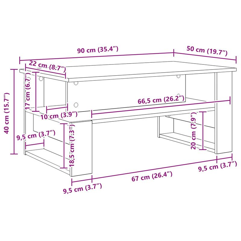 Casa si Gradina - Mobilier - Mese si birouri - Masute de cafea - Masa de cafea Gri Sonoma 90 x 50 x 40 cm Lemn compozit - Infinity.ro