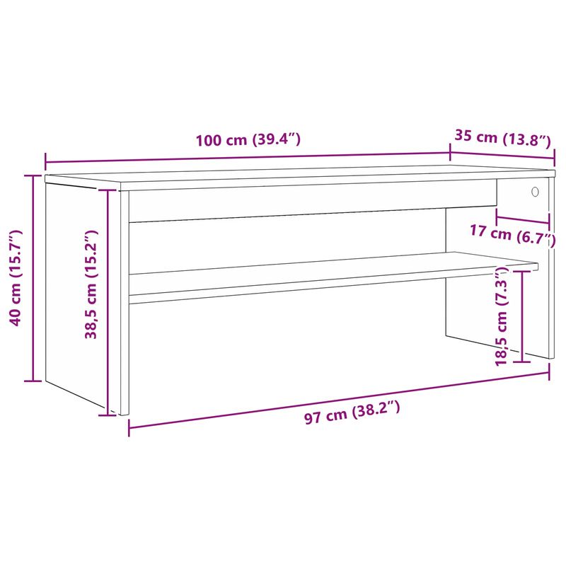 Casa si Gradina - Mobilier - Comode si corpuri - Comode - Cabinet TV Stejar Artizanal 100 x 35 x 40 cm Lemn compozit - Infinity.ro