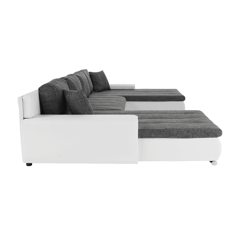 Casa si Gradina - Mobilier - Canapele si coltare - Canapele - Canapea universala, piele ecologica alba / tesatura gri, TONIKS U UNI - Infinity.ro