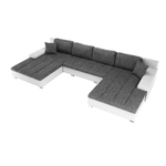 Casa si Gradina - Mobilier - Canapele si coltare - Canapele - Canapea universala, piele ecologica alba / tesatura gri, TONIKS U UNI - Infinity.ro
