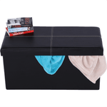 Casa si Gradina - Mobilier - Scaune si fotolii - Tabureti - Taburet pliabil, piele eco neagra, IMRA - Infinity.ro