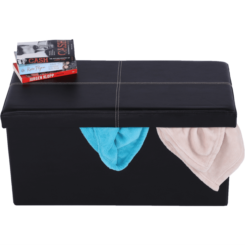 Casa si Gradina - Mobilier - Scaune si fotolii - Tabureti - Taburet pliabil, piele eco neagra, IMRA - Infinity.ro