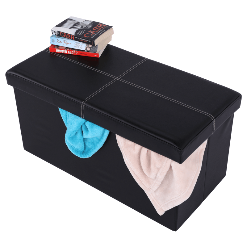 Casa si Gradina - Mobilier - Scaune si fotolii - Tabureti - Taburet pliabil, piele eco neagra, IMRA - Infinity.ro