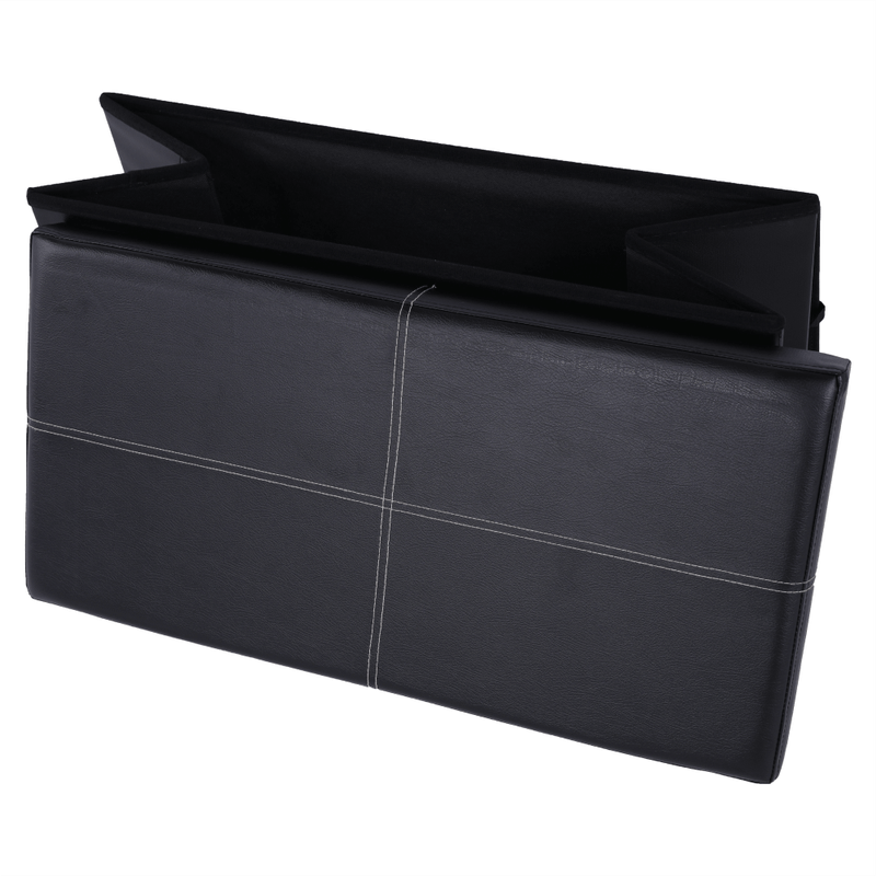 Casa si Gradina - Mobilier - Scaune si fotolii - Tabureti - Taburet pliabil, piele eco neagra, IMRA - Infinity.ro