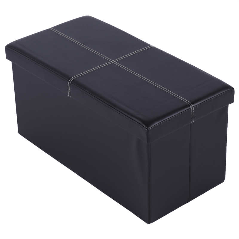 Casa si Gradina - Mobilier - Scaune si fotolii - Tabureti - Taburet pliabil, piele eco neagra, IMRA - Infinity.ro