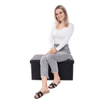 Casa si Gradina - Mobilier - Scaune si fotolii - Tabureti - Taburet pliabil, piele eco neagra, IMRA - Infinity.ro