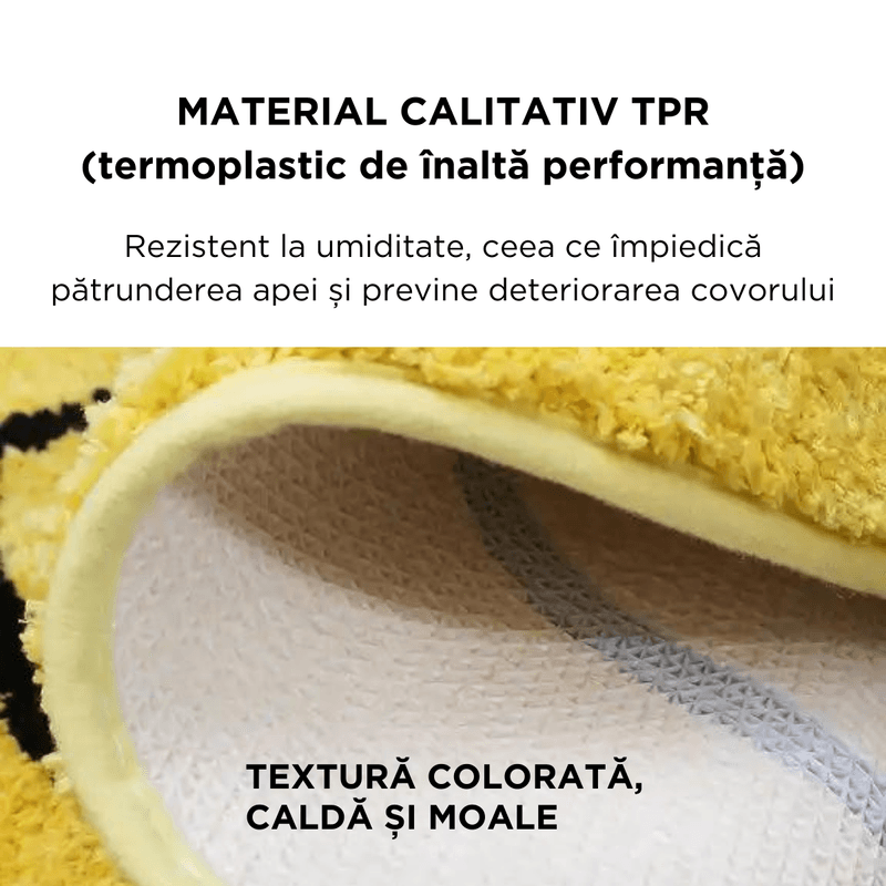 Casa si Gradina - Textile si covoare - Covoare - Covorase baie - Covoras Emojii Konzmann – Pentru Baie, Living, Dormitor, Hol, Diametru 60 cm,  Antiaderent, Lavabil, Moale si Pufos - Infinity.ro