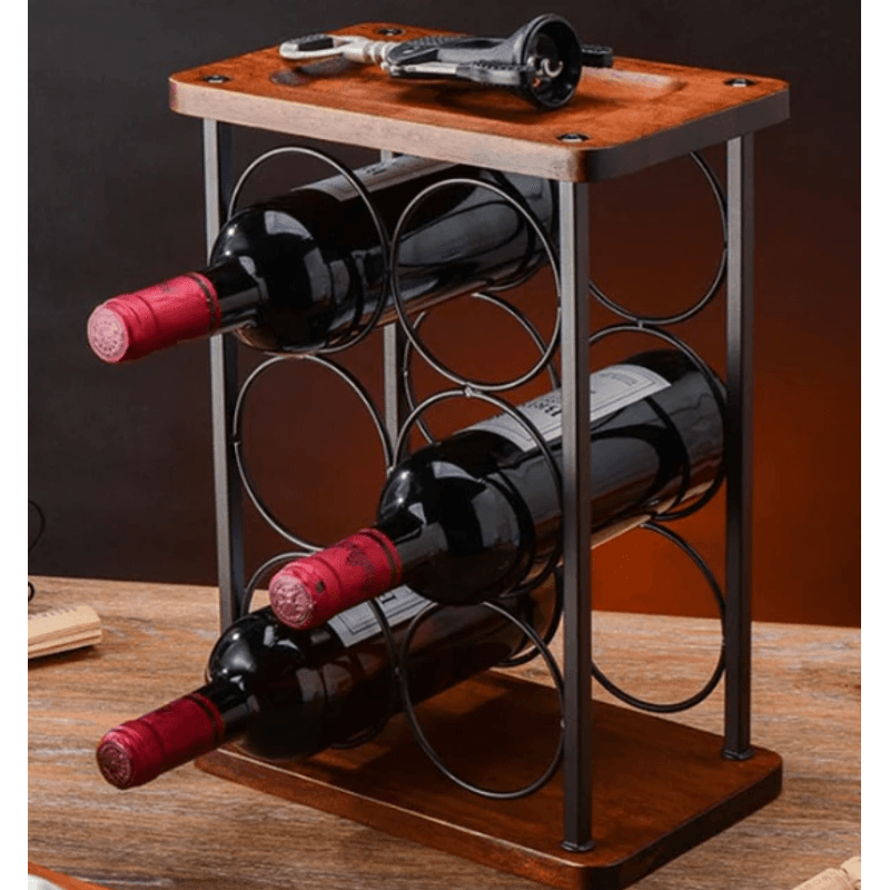 Casa si Gradina - Mobilier - Organizare si depozitare - Organizatoare pentru sertare si dulapuri - Suport din lemn organizator pentru 6 sticle de vin si 2 pahare - Infinity.ro