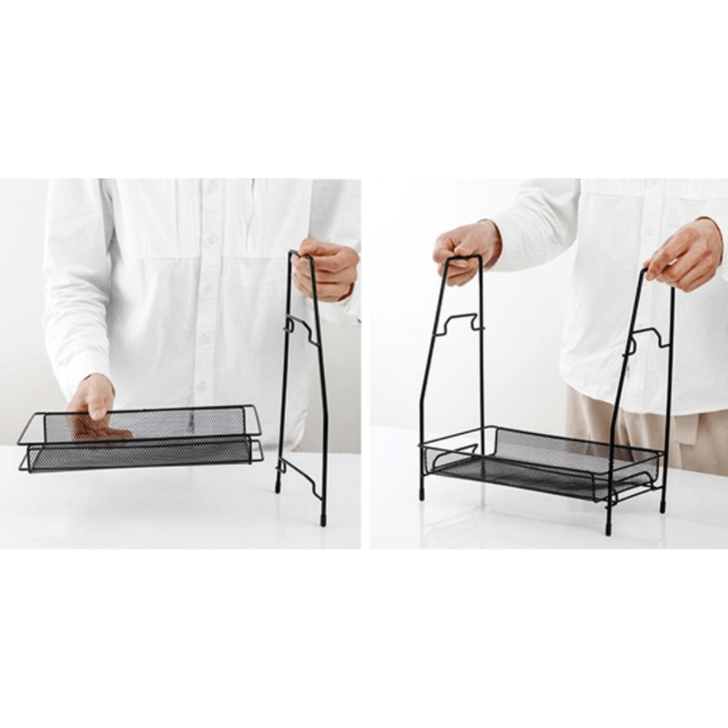 Casa si Gradina - Mobilier - Organizare si depozitare - Organizatoare pentru sertare si dulapuri - Suport organizator din metal cu 2 etajere AMIGOLD - Infinity.ro