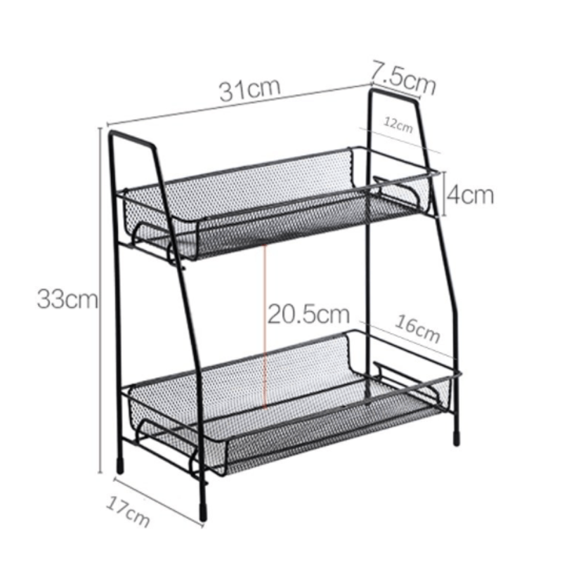 Casa si Gradina - Mobilier - Organizare si depozitare - Organizatoare pentru sertare si dulapuri - Suport organizator din metal cu 2 etajere AMIGOLD - Infinity.ro