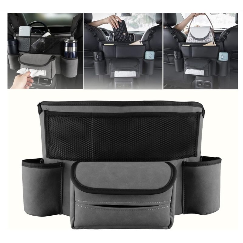 Auto si Moto - Piese auto si accesorii - Interior auto - Accesorii interior - Organizator Multifunctional de Masini intre Scaune cu 2 Suport Pahare - Infinity.ro