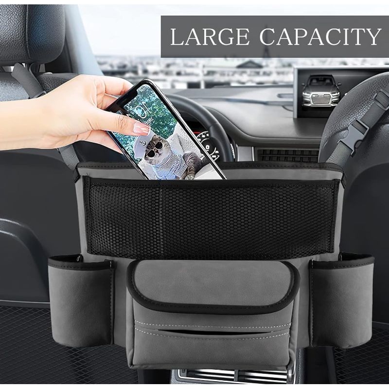 Auto si Moto - Piese auto si accesorii - Interior auto - Accesorii interior - Organizator Multifunctional de Masini intre Scaune cu 2 Suport Pahare - Infinity.ro