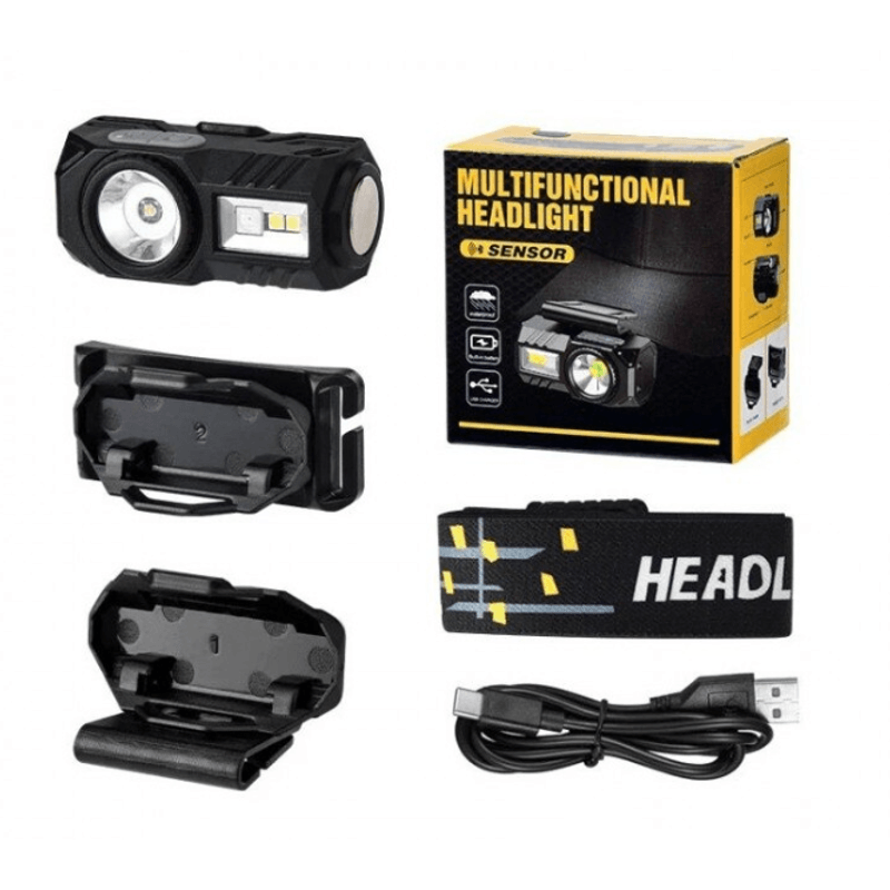 Casa si Gradina - Corpuri si surse de iluminat - Iluminat exterior - Lanterne - Lanterna de cap T131 cu senzor de miscare si clema pentru palarie USB XPE LED 400 lm - Infinity.ro