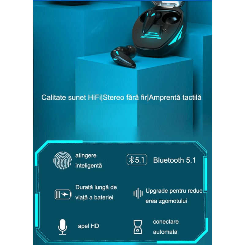 TV, Audio-Video si Foto - Portabile audio - Casti audio - Casti wireless profesionale TG09 sunet de definitie ridicat si control tactil - Infinity.ro