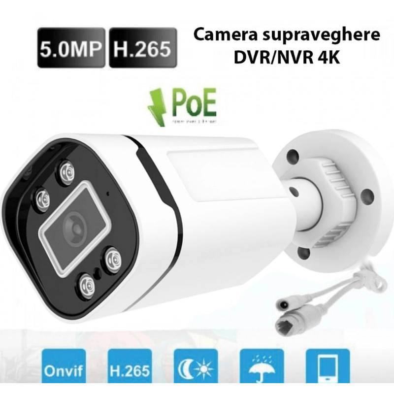 Casa si Gradina - Electrice - Smart Home - Camere de supraveghere - Camera supraveghere DVR/NVR Andowl Q SX070 4K infrarosu 20m IP66 alb - Infinity.ro