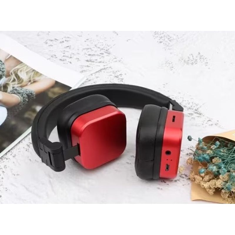 TV, Audio-Video si Foto - Portabile audio - Casti audio - Casti wireless stereo Q EJ079 efect metalic pliabile culoare rosu / negru - Infinity.ro