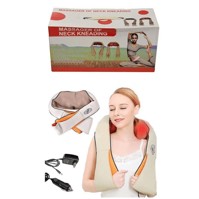 Ingrijire personala si Cosmetice - Sanatate si wellness - Articole wellness - Aparate si dispozitive de masaj - Aparat de Masaj Gat Umeri Spate Cervical Lombar Role 3D Infrarosu 24W Bej - Infinity.ro