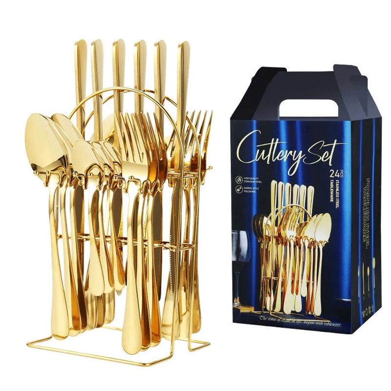 Casa si Gradina - Bucatarie si vesela - Vesela si tacamuri - Tacamuri si seturi - Set 24 piese tacamuri AURII cu suport otel inoxidabil - Infinity.ro