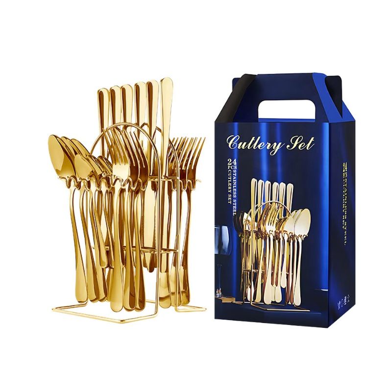 Casa si Gradina - Bucatarie si vesela - Vesela si tacamuri - Tacamuri si seturi - Set 24 piese tacamuri AURII cu suport otel inoxidabil - Infinity.ro