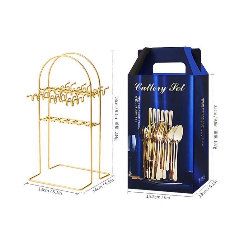 Casa si Gradina - Bucatarie si vesela - Vesela si tacamuri - Tacamuri si seturi - Set 24 piese tacamuri AURII cu suport otel inoxidabil - Infinity.ro