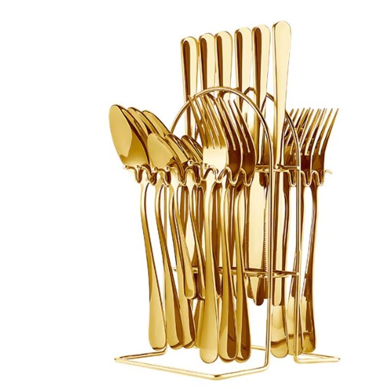 Casa si Gradina - Bucatarie si vesela - Vesela si tacamuri - Tacamuri si seturi - Set 24 piese tacamuri AURII cu suport otel inoxidabil - Infinity.ro