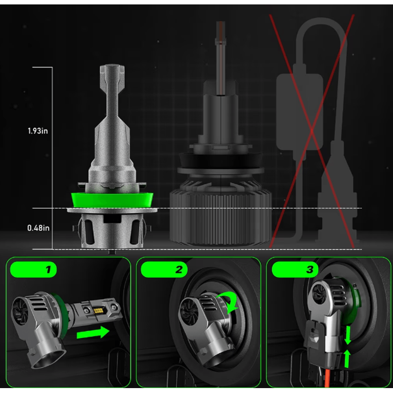 Auto si Moto - Electrice auto - Iluminare si semnalizare - Becuri auto - Set 2 becuri LED F11 H4 de 12000 lm 12 V putere 100W - Infinity.ro