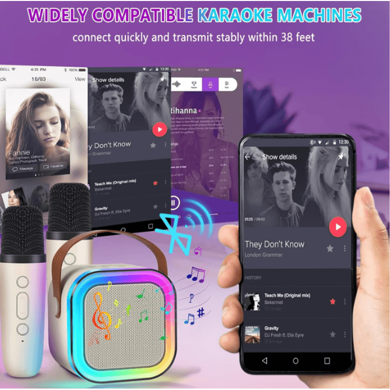 TV, Audio-Video si Foto - Accesorii TV si audio - Microfoane - Set 2 Microfoane Karaoke cu boxa portabila K12 - Infinity.ro