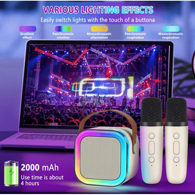 TV, Audio-Video si Foto - Accesorii TV si audio - Microfoane - Set 2 Microfoane Karaoke cu boxa portabila K12 - Infinity.ro