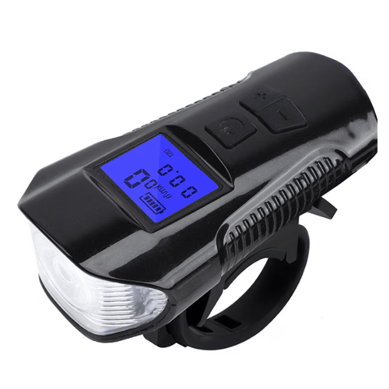 Casa si Gradina - Corpuri si surse de iluminat - Iluminat exterior - Lanterne - Lanterna de Bicicleta FY317 cu Claxon si Kilometraj DIGITAL - Infinity.ro